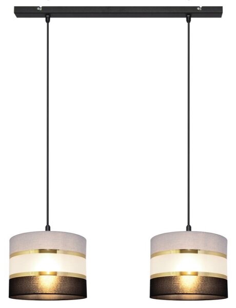 Lustr na lanku HELEN 2xE27/15W/230V černá/šedá/zlatá