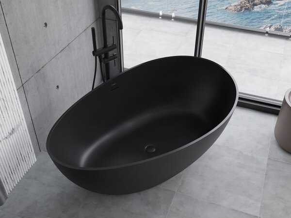Mexen Parma volně stojící vana z konglomerátu 160 x 95 cm, černá mat - 57231609570