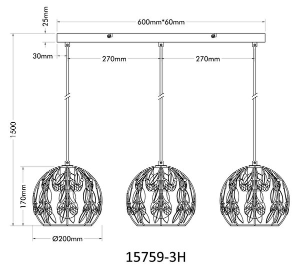 ZÁVĚSNÉ SVÍTIDLO, 74/20/150 cm Globo - Online Only svítidla, Online Only