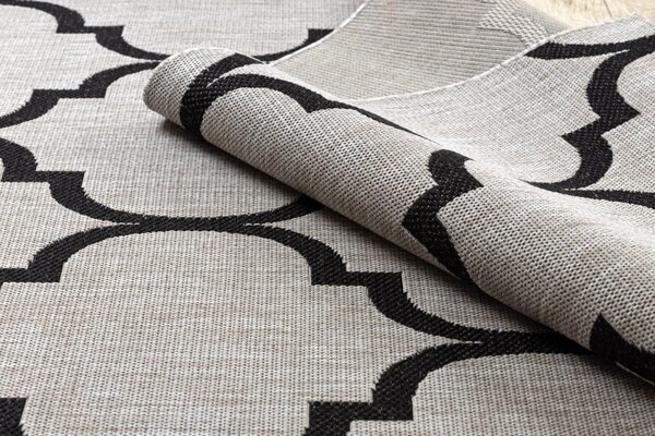 Balta Kusový koberec Sisal FLOORLUX 20608 Marokánsky vzor stříbrný / černý Rozměr: 120x170 cm