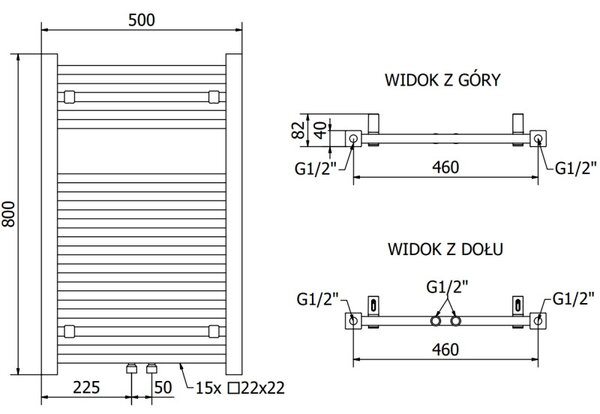 Mexen Pluton radiátor koupelnový 800 x 500 mm, 410 W, černý - W106-0800-500-00-70