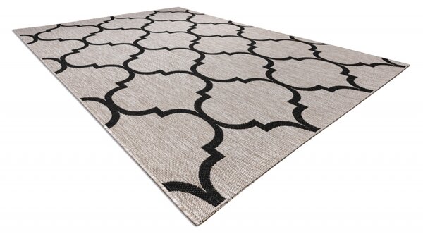 Balta Kusový koberec Sisal FLOORLUX 20608 Marokánsky vzor stříbrný / černý Rozměr: 120x170 cm