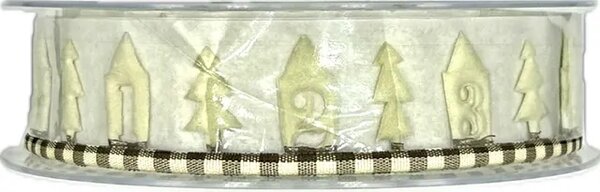 Vánoční stuha girlandová ADVENT WHITE 30mm x 5m