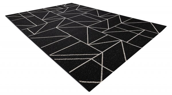 Balta Kusový koberec Sisal FLOORLUX 20605 geometrický vzor černý / stříbrný Rozměr: 80x150 cm