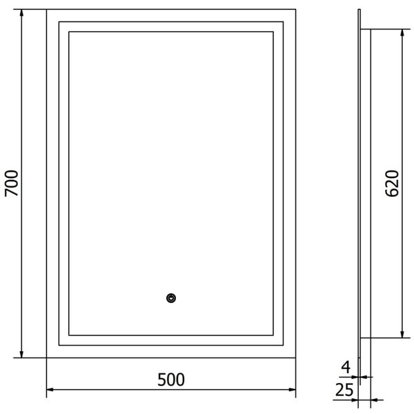 Mexen Miko podsvícené koupelnové zrcadlo 50 x 70 cm, LED 6000K, proti zamlžování - 9819-050-070-611-00