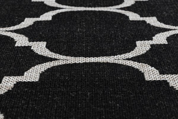 Balta Kusový koberec Sisal FLOORLUX 20608 Marokánský vzor černý / stříbrný Rozměr: 80x150 cm