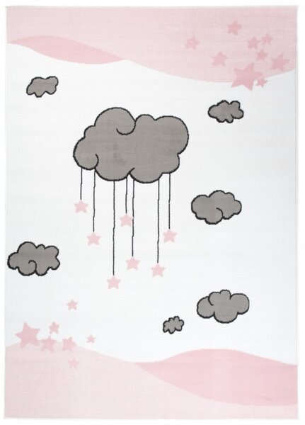 Makro Abra Dětský kusový koberec LUNA DS79B Mráčky růžový / bílý Rozměr: 140x200 cm