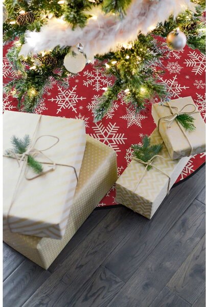Bavlněný koberec pod vánoční stromeček Butter Kings Freezy Snowflakes, ø 130 cm