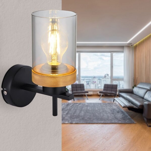 Globo 15557W - Nástěnná lampa FINCA 1xE27/40W/230V kov/dřevo