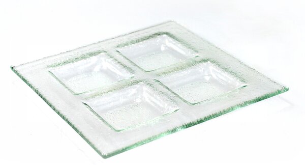BDK-GLASS Skleněný čirý čtvercový svícen na 4 svíčky