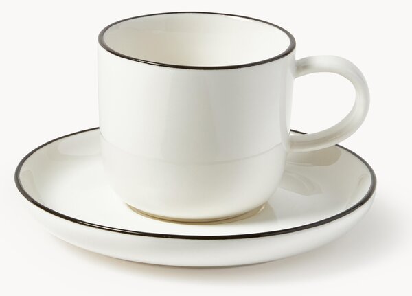 Sada porcelánových šálků s podšálky na espresso Facile, 2 díly