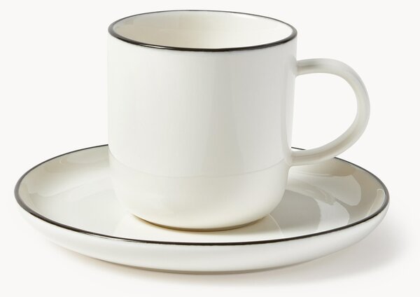 Sada porcelánových hrnků s podšálky na kávu Facile, 2 díly