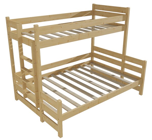 Vomaks Patrová postel s rozšířeným spodním lůžkem PPS 003 Rozměr: 100/120 x 180 cm, Umístění žebříku: vlevo (vyobrazeno), Povrchová úprava: bezbarvý …