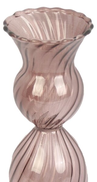 Hnědý skleněný svícen PT LIVING Swirl, výška 17 cm