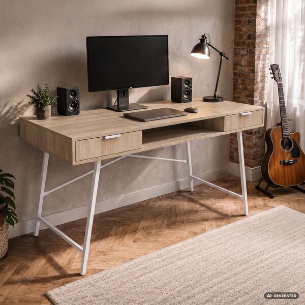 Ak furniture Psací stůl Arden 120 cm bílý/dub Sonoma