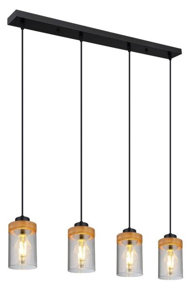 Globo 15557-4H - Lustr na lanku FINCA 4xE27/40W/230V kov/dřevo