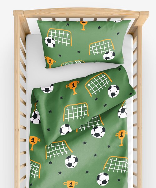 Goldea dětské bavlněné povlečení do postýlky - fotbalový svět 90 x 120 a 40 x 60 cm