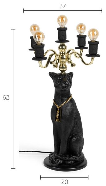 Černá stolní lampa Bold Monkey Proudly Crowned Panther 62 cm