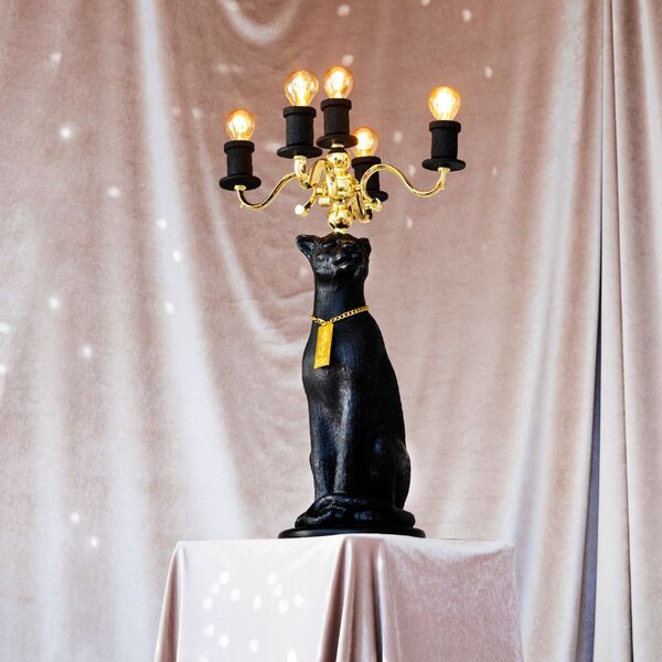 Černá stolní lampa Bold Monkey Proudly Crowned Panther 62 cm