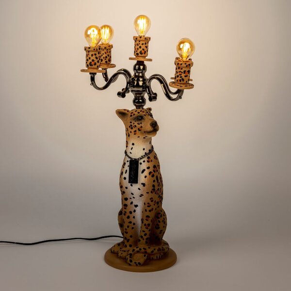 Hnědá stolní lampa Bold Monkey Proudly Crowned Panther 62 cm