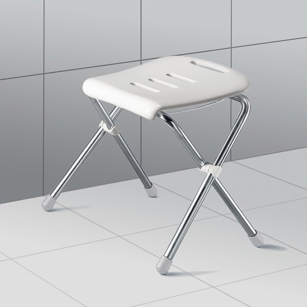 Spirella sedátko do sprchy SITZ, skládací, bílé, chromovaná ocel, 47 cm, do 130 kg