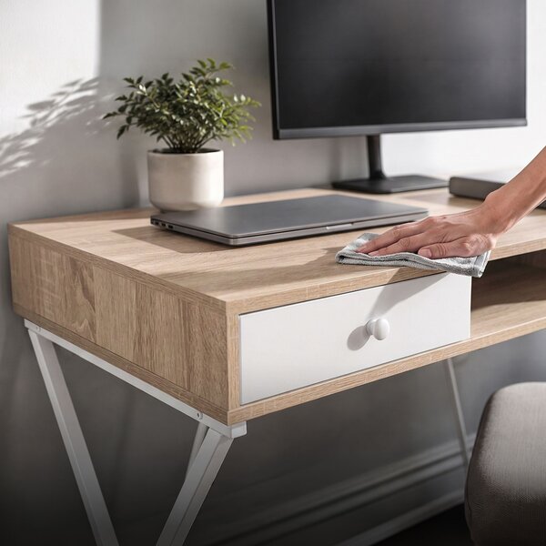 Ak furniture Psací stůl Crossline 120 cm bílý/dub Sonoma