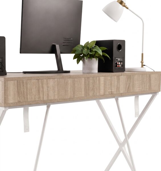 Ak furniture Psací stůl Crossline 120 cm bílý/dub Sonoma