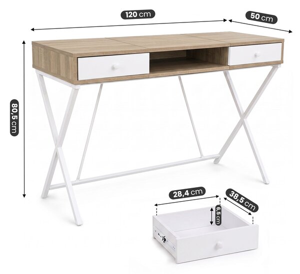 Ak furniture Psací stůl Crossline 120 cm bílý/dub Sonoma
