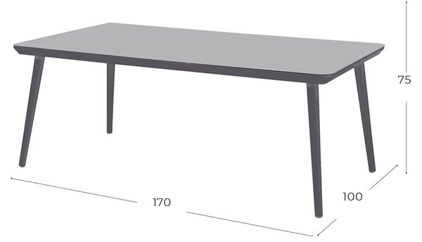 Šedý zahradní jídelní stůl Hartman Sophie, 170 x 100 cm