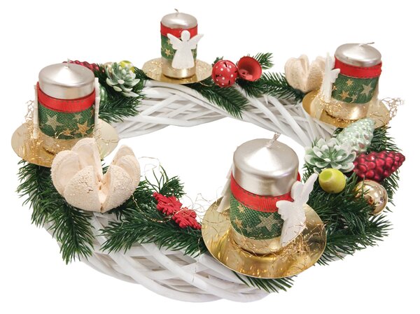 Adventní věnec tradiční se zlatými svíčkami