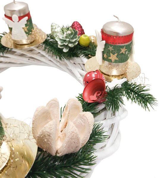 Adventní věnec tradiční se zlatými svíčkami