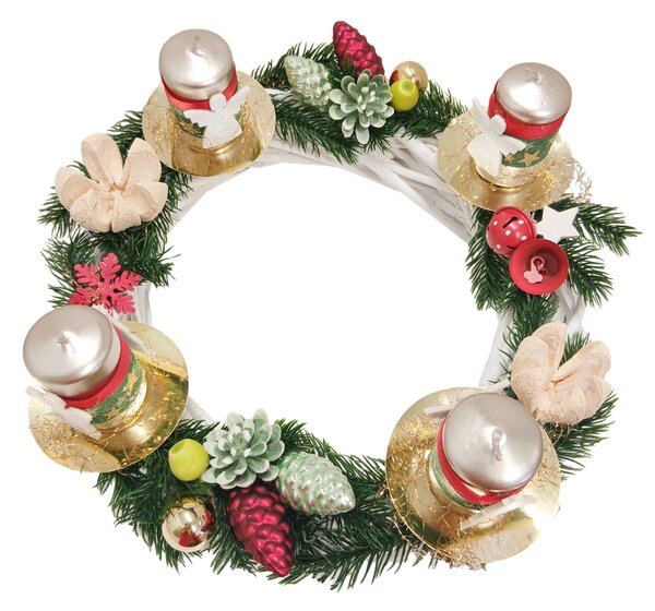 Adventní věnec tradiční se zlatými svíčkami