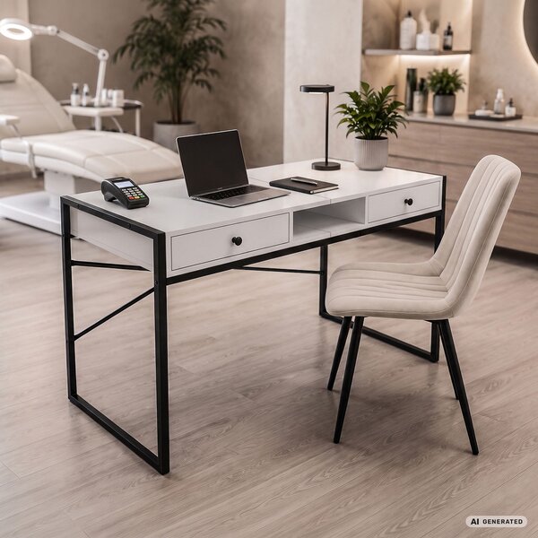 Ak furniture Psací stůl Elonis 123 cm bílý/černý
