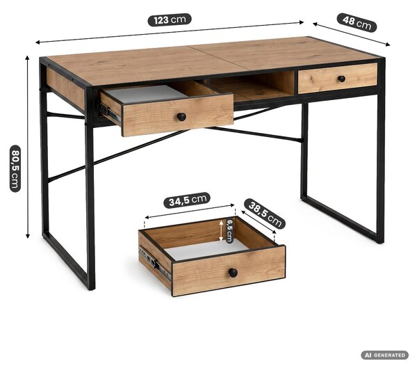 Ak furniture Psací stůl Elonis 123 cm dub Craft/černý