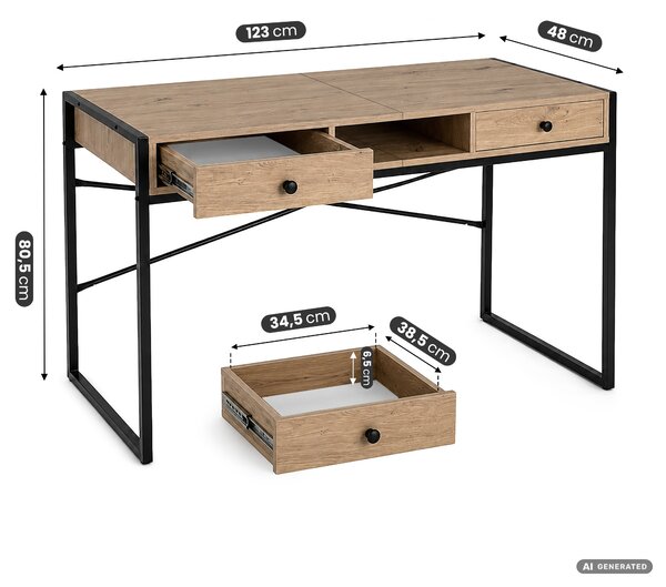 Ak furniture Psací stůl Elonis 123 cm dub Artisan/černý