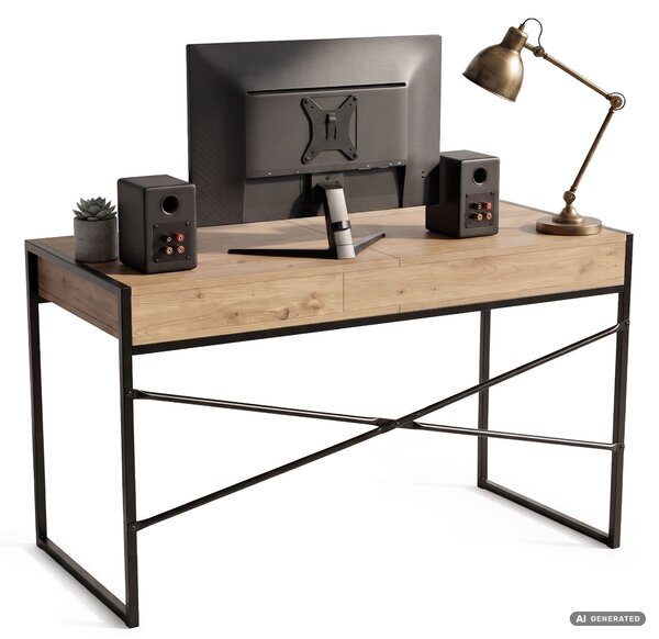 Ak furniture Psací stůl Elonis 123 cm dub Artisan/černý