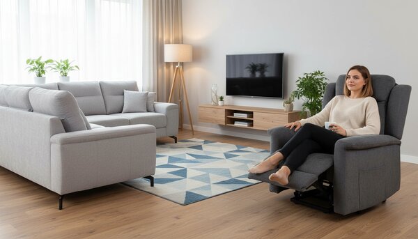 Polohovací TV křeslo s elektrickým ovládáním LACASA - látka, více barev Barva: Béžová