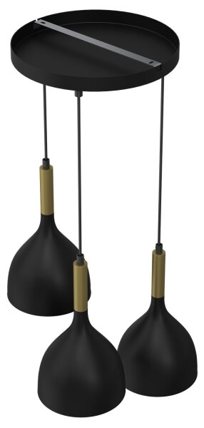 Lustr na lanku NOAK 3xE27/15W/230V černá/zlatá
