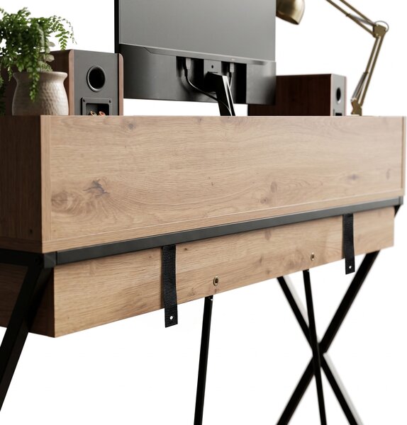 Ak furniture Psací stůl Flexo 100 cm dub Artisan/černý