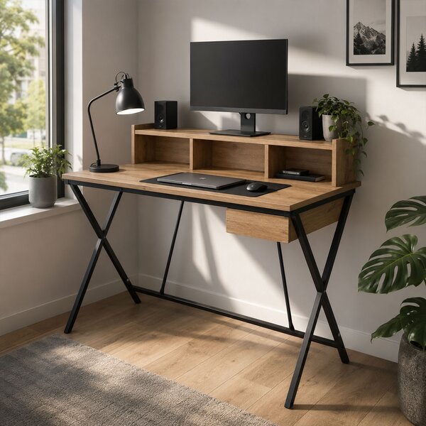 Ak furniture Psací stůl Flexo 100 cm dub Artisan/černý