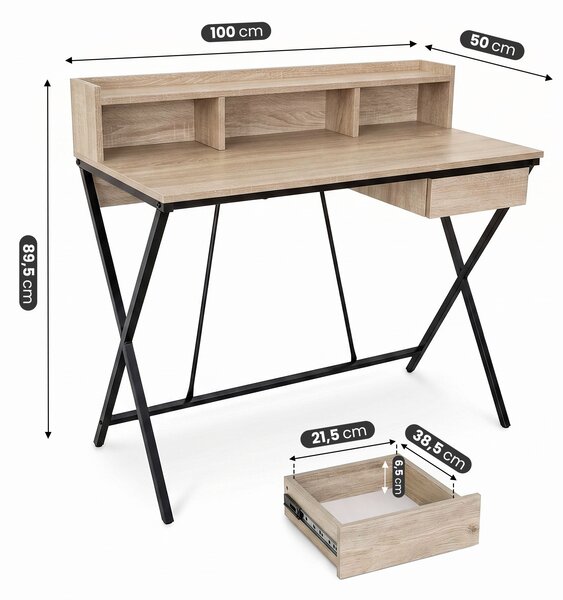 Ak furniture Psací stůl Flexo 100 cm dub Sonoma/černý