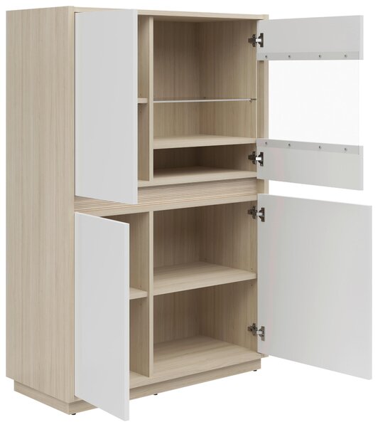 VITRÍNA, bílá, barvy dubu, 95/141,5/42 cm Hom`in - Kredence a vitríny