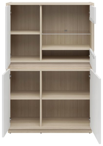 VITRÍNA, bílá, barvy dubu, 95/141,5/42 cm Hom`in - Kredence a vitríny