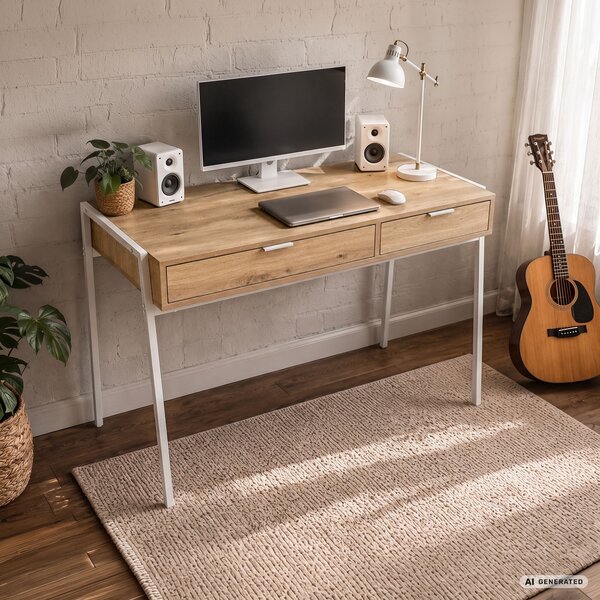 Ak furniture Psací stůl Zentia 100 cm bílý/dub Artisan