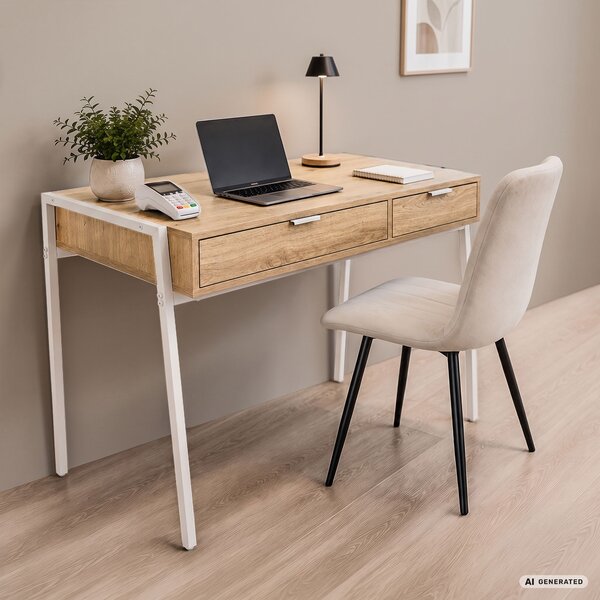 Ak furniture Psací stůl Zentia 100 cm bílý/dub Artisan