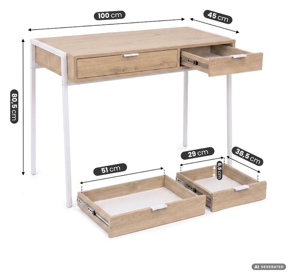 Ak furniture Psací stůl Zentia 100 cm bílý/dub Artisan