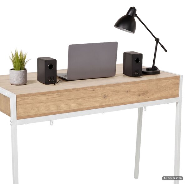Ak furniture Psací stůl Zentia 100 cm bílý/dub Artisan