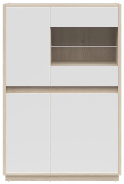 VITRÍNA, bílá, barvy dubu, 95/141,5/42 cm Hom`in - Kredence a vitríny