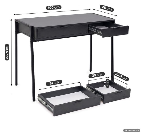 Ak furniture Psací stůl Zentia 100 cm černý
