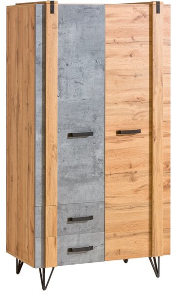 DOLMAR Šatní skříň - LOFTER LO1, dub votan/beton